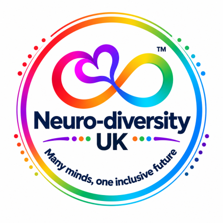 Neuro-diversity UK logo. Many minds, one inclusive future.